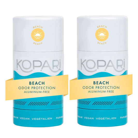 Kopari Beach 2 Pack on display for daily use, showcases packaging and freshness