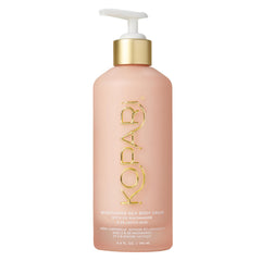 Kopari Brightening Silk Body Cream bottle pump shows easy application and hydration