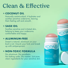 Kopari Charcoal deodorant swatch reveals charcoal-infused formula for odor control.