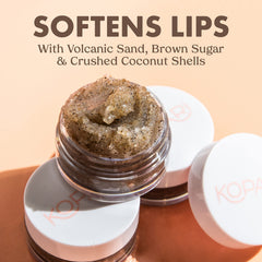 Kopari Coconut Lip Scrubby crushed coconut shells provide natural texture for scrubbing.
