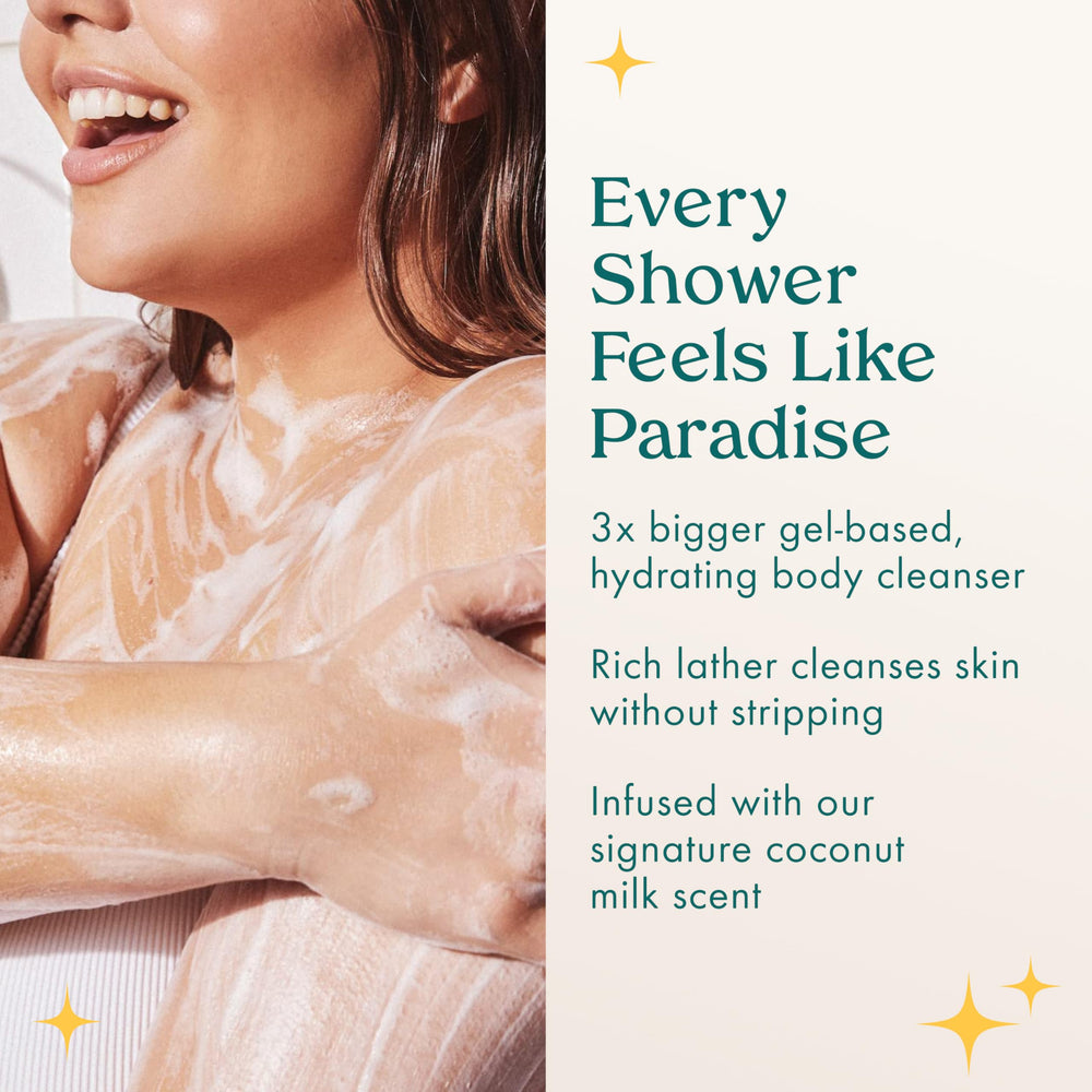 Kopari Jumbo Coconut Hydrating Body Wash with coconut water close-up for refreshing hydration