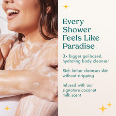 Kopari Jumbo Coconut Hydrating Body Wash with coconut water close-up for refreshing hydration