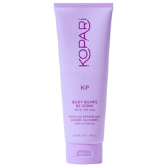 Kopari KP Body Bumps Exfoliator bottle enhances skin texture for smoother results.