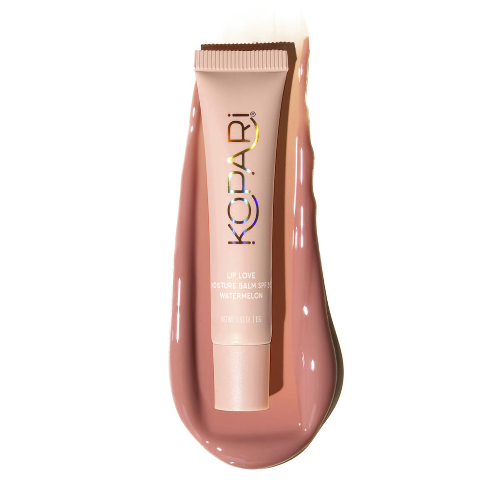 Kopari Lip Love Moisture Balm Watermelon tube-front with mineral SPF tint
