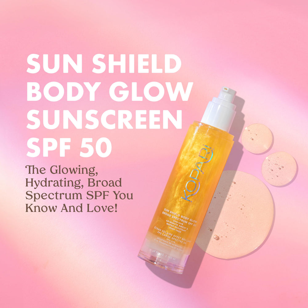 Kopari Sun Shield Body Glow applying on skin for quick, non sticky sun protection.