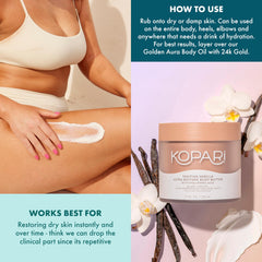 Kopari Ultra Restore with mango butter visual emphasizes silky softness.