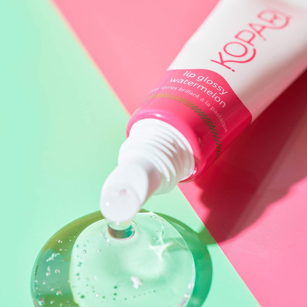 Kopari Coconut Lip Glossy packaging shows USA-made quality.