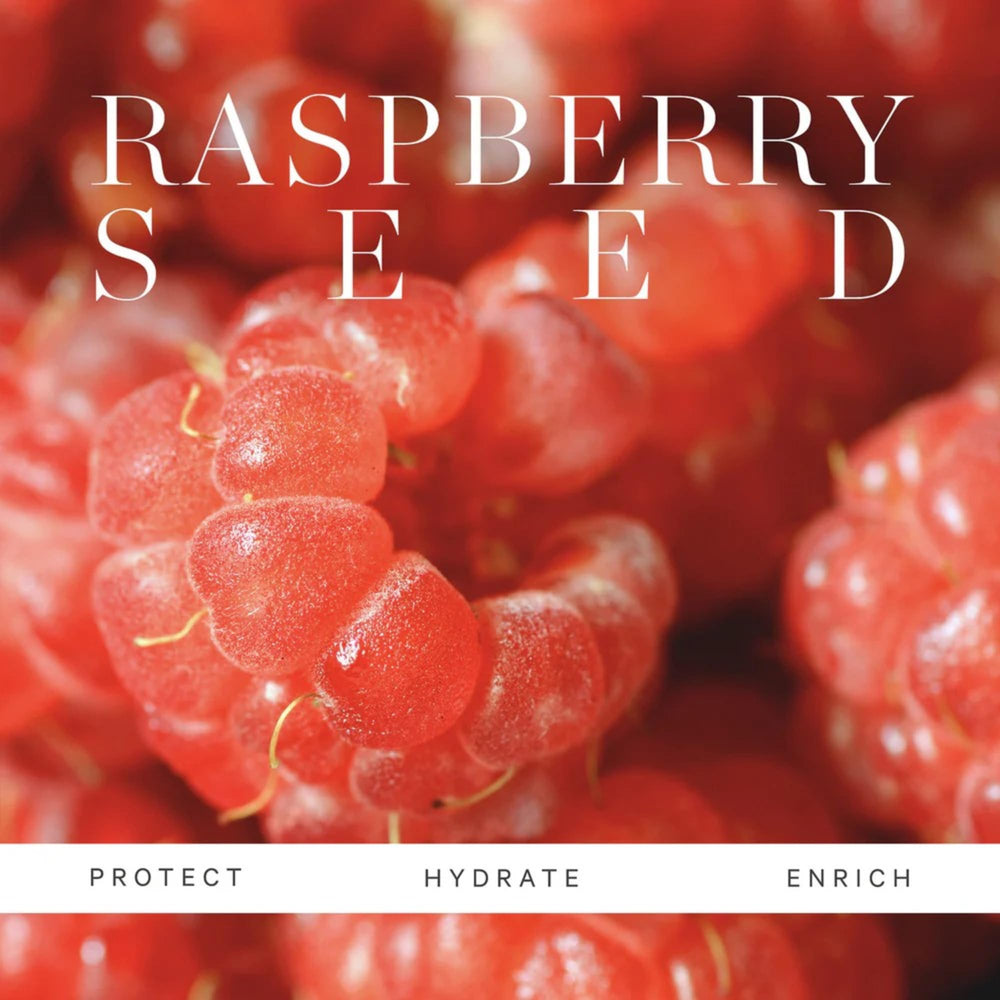 KORA Organics Silky Sun Drops Raspberry Seed Oil detail nourishing skin.