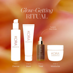 KORA Organics Turmeric Glow Drops packaging box highlights organic formula.