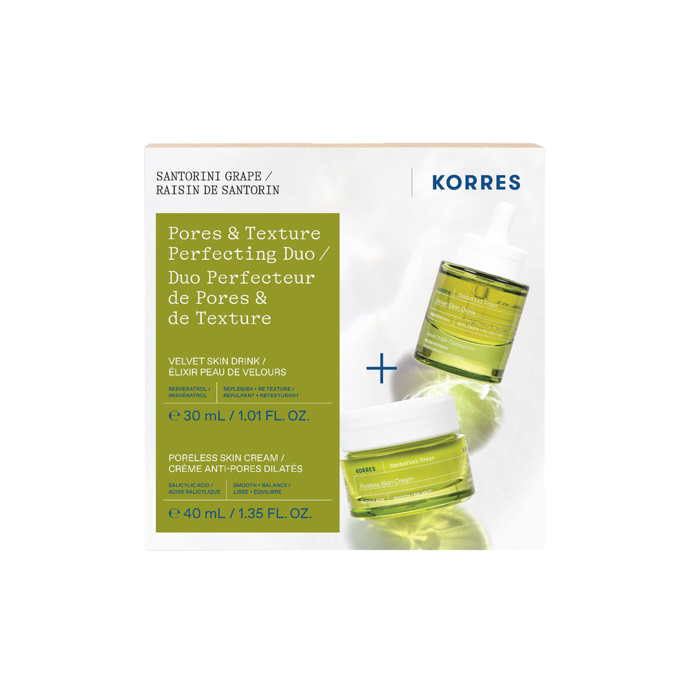KORRES Santorini Grape Velvet Skin Drink bottle for lightweight hydration and glow.