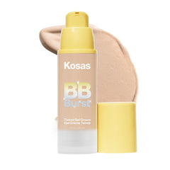 Kosas BB Burst tinted gel cream tube closeup with natural coverage and skin-friendly hydration