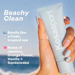 Kosas Chemistry Deodorant roll-on application shows quick-drying, skin-friendly use