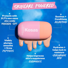 Kosas DreamBeam swatch on skin showing sheer, non-greasy finish