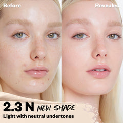 Kosas Revealer Concealer application with fingers showing seamless blend and natural finish.