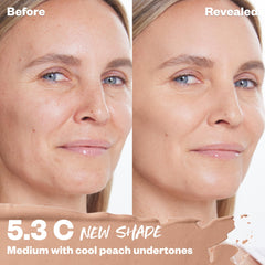 Kosas Revealer Concealer swatch demonstrates buildable medium coverage for imperfections.