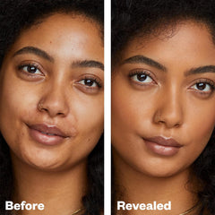 Kosas Revealer SPF 25 swatch demonstrates protective light coverage.
