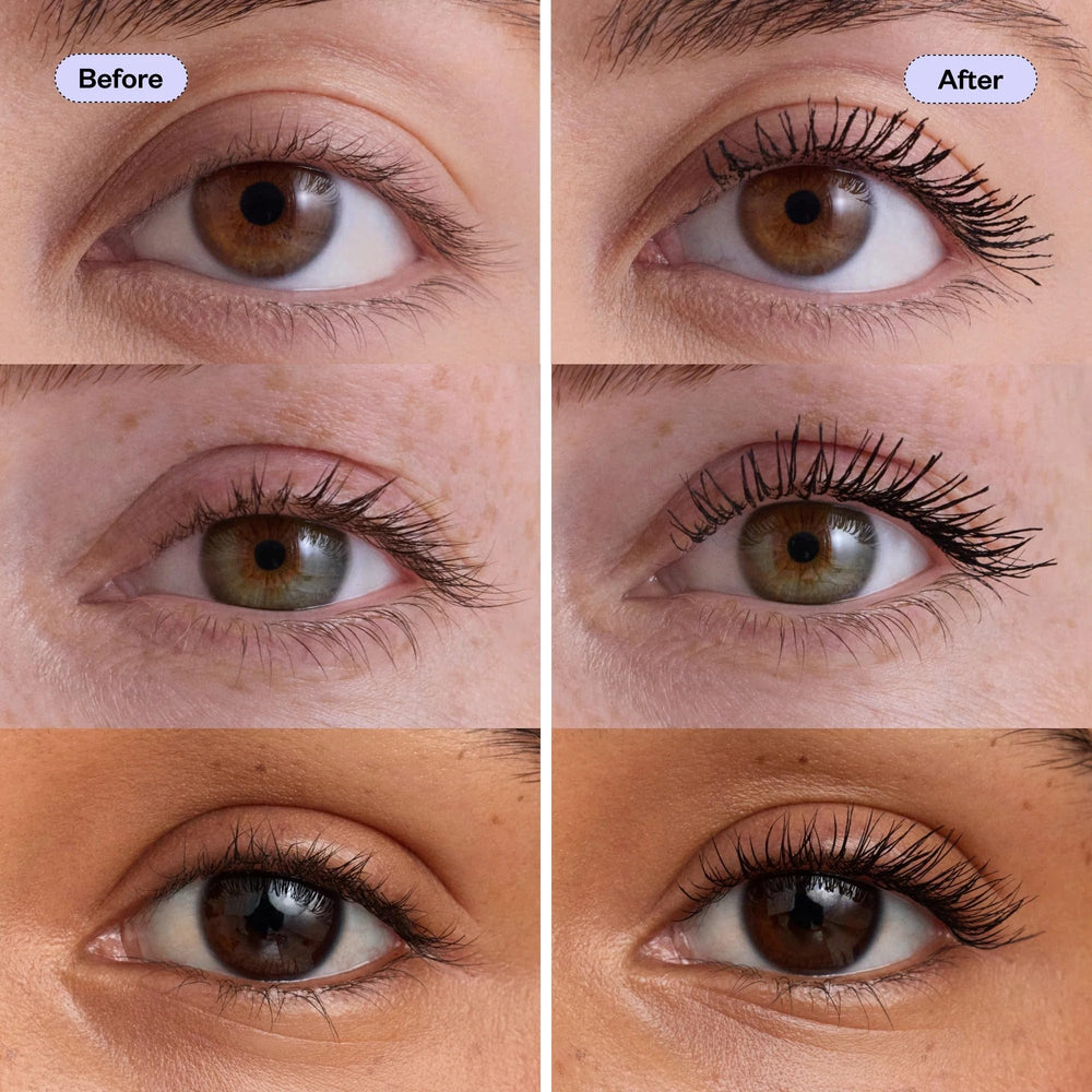 Kosas Soulgazer curvilinear brush close-up for even lift and separation.
