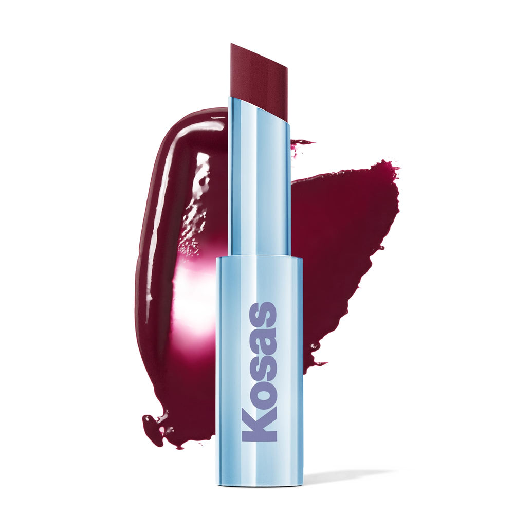 Kosas Wet Stick Bikini Blaze application shows hydrating sheer color for daily wear