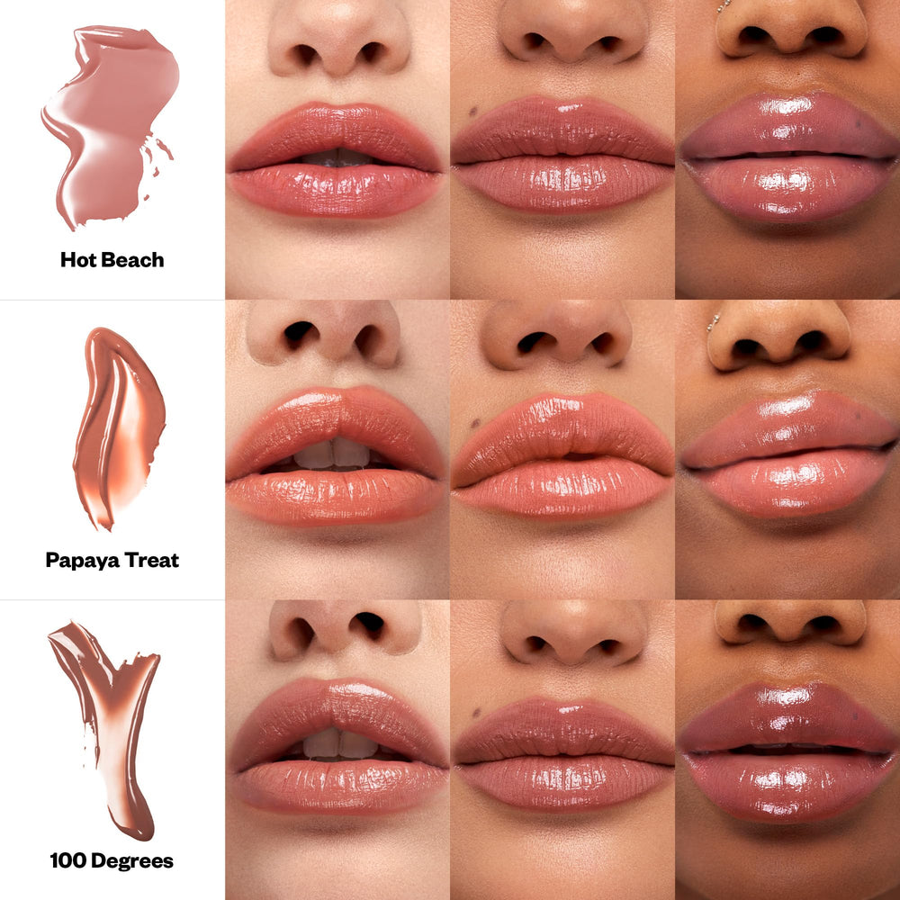 Layering Kosas Wet Stick with Wet Lip Oil Gloss for shine.