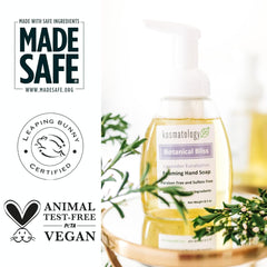 Kosmatology Botanical Bliss organic ingredients label highlighting clean, chemical-free formula.