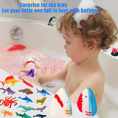 Kottke surprise-inside bath bomb clear casing reveals toy during bath.