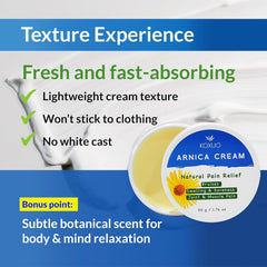 KOXUO Arnica Salve on skin, melts softly for smooth application.