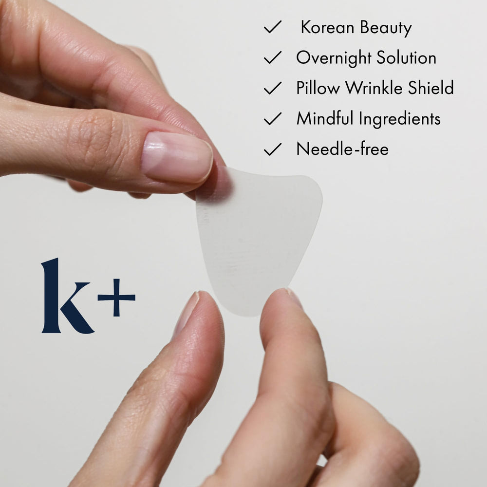 KPLUS patches near smile lines for refreshed expression.