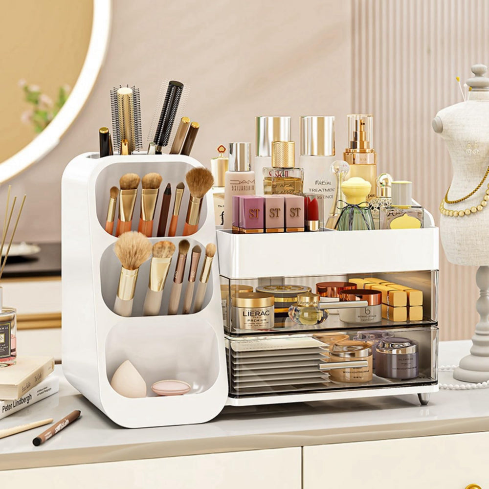 KQJS makeup organizer with drawers for large-capacity countertop storage