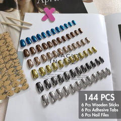 KQueenest chrome nails black set for bold evening style