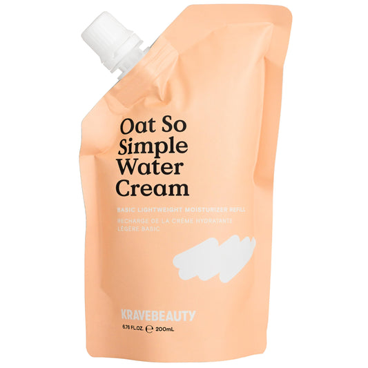 KraveBeauty Oat So Simple Water Cream refill bottle showing lightweight hydration option