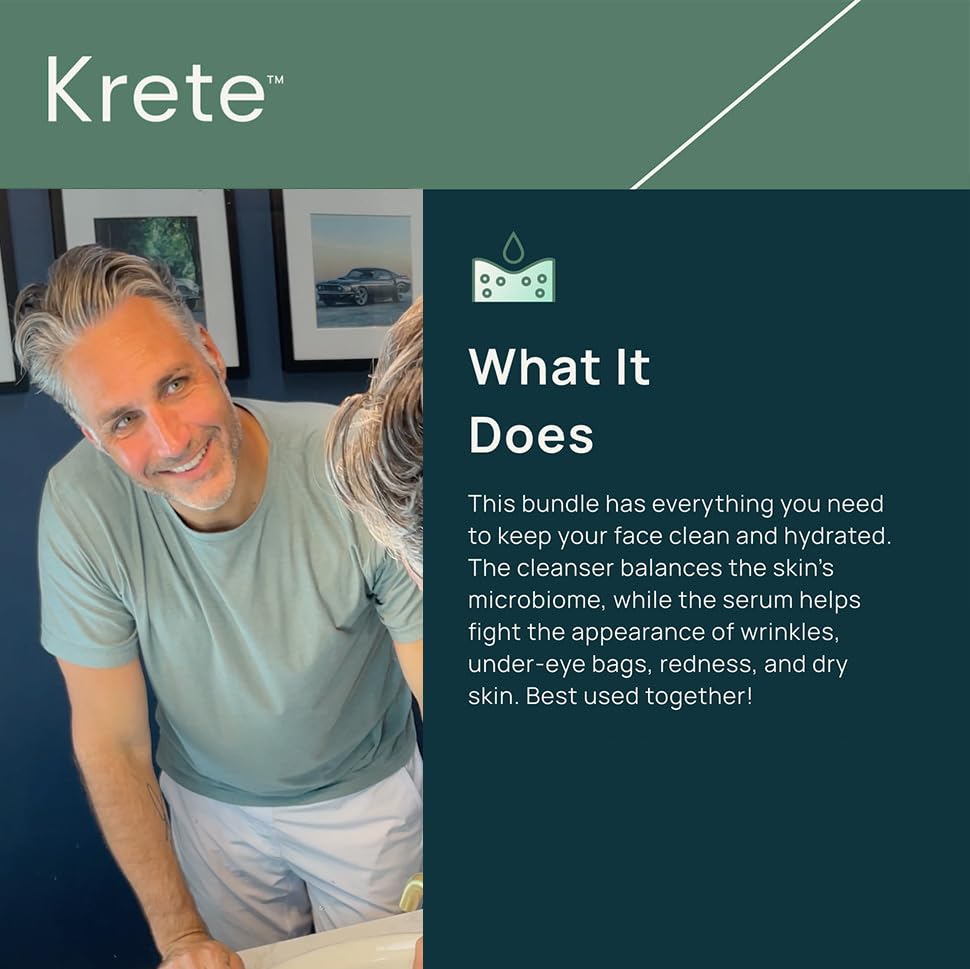 KRETE Probiotic Facial Cleanser dirt removal close-up demonstrates effective cleansing.