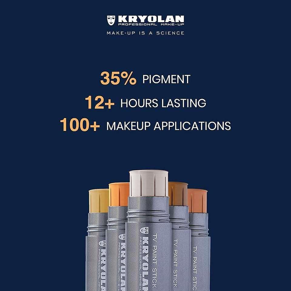 Close-up of blending on cheek with Kryolan TV Paint Stick for natural contour.
