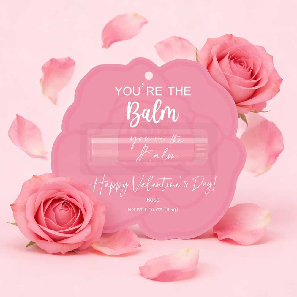 Kuabiz bulk lip balm collection offers rose-scented hydration in a compact tube.