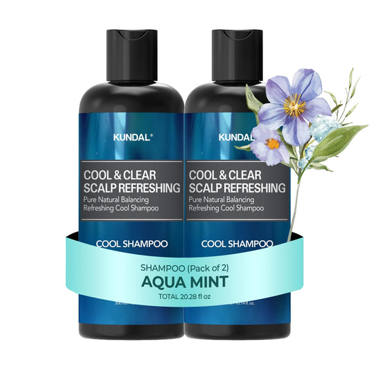 KUNDAL Aqua Mint Shampoo bottle front showing refreshing cleansing experience