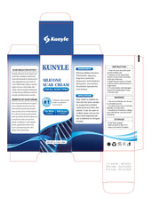 Label shows silicone, allantoin, botanical extracts in Kunyle Scar Cream