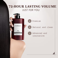Kurula shampoo camellia oil bottle highlights natural oil benefits.