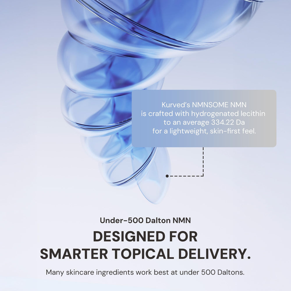 Kurved ingredients close-up highlights NMN, peptides, collagen benefits.