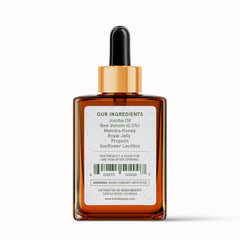 KUSHI Bee Venom Serum packaging close-up emphasizes cruelty-free, small-batch production