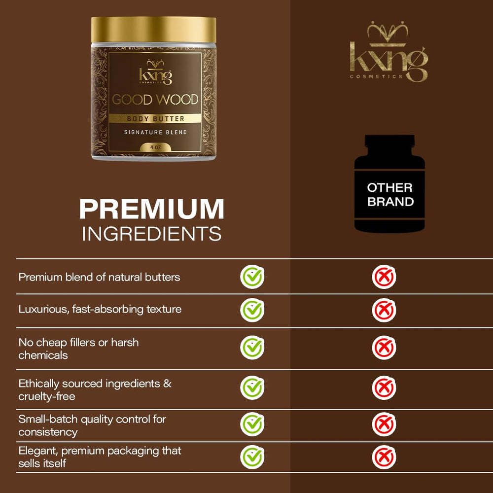 KXNG Cosmetics Body Butter texture after application showing non greasy finish