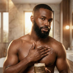 KXNG Cosmetics Lifestyle scene of couple using body butter during routine