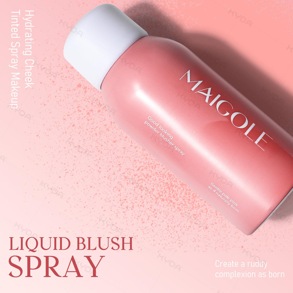 Dispensing mist from KYDA Liquid Blush Spray for quick, even color