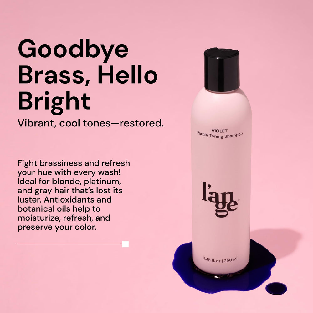 L'ANGE HAIR Violet Purple Toning Shampoo close-up texture with conditioning oils.