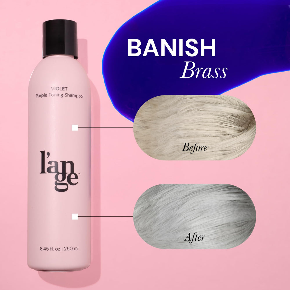 L'ANGE HAIR Violet Purple Toning Shampoo pump for easy application.
