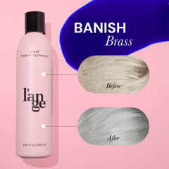 L'ANGE HAIR Violet Purple Toning Shampoo pump for easy application.