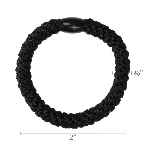 Closeup of L. Erickson hair ties beads showing neutral finish and comfort