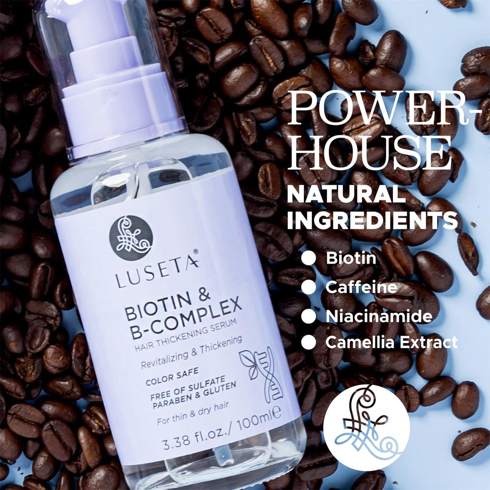Luseta Biotin B-Complex Hair Oil texture close-up with hydration.