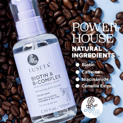 Luseta Biotin B-Complex Hair Oil texture close-up with hydration.