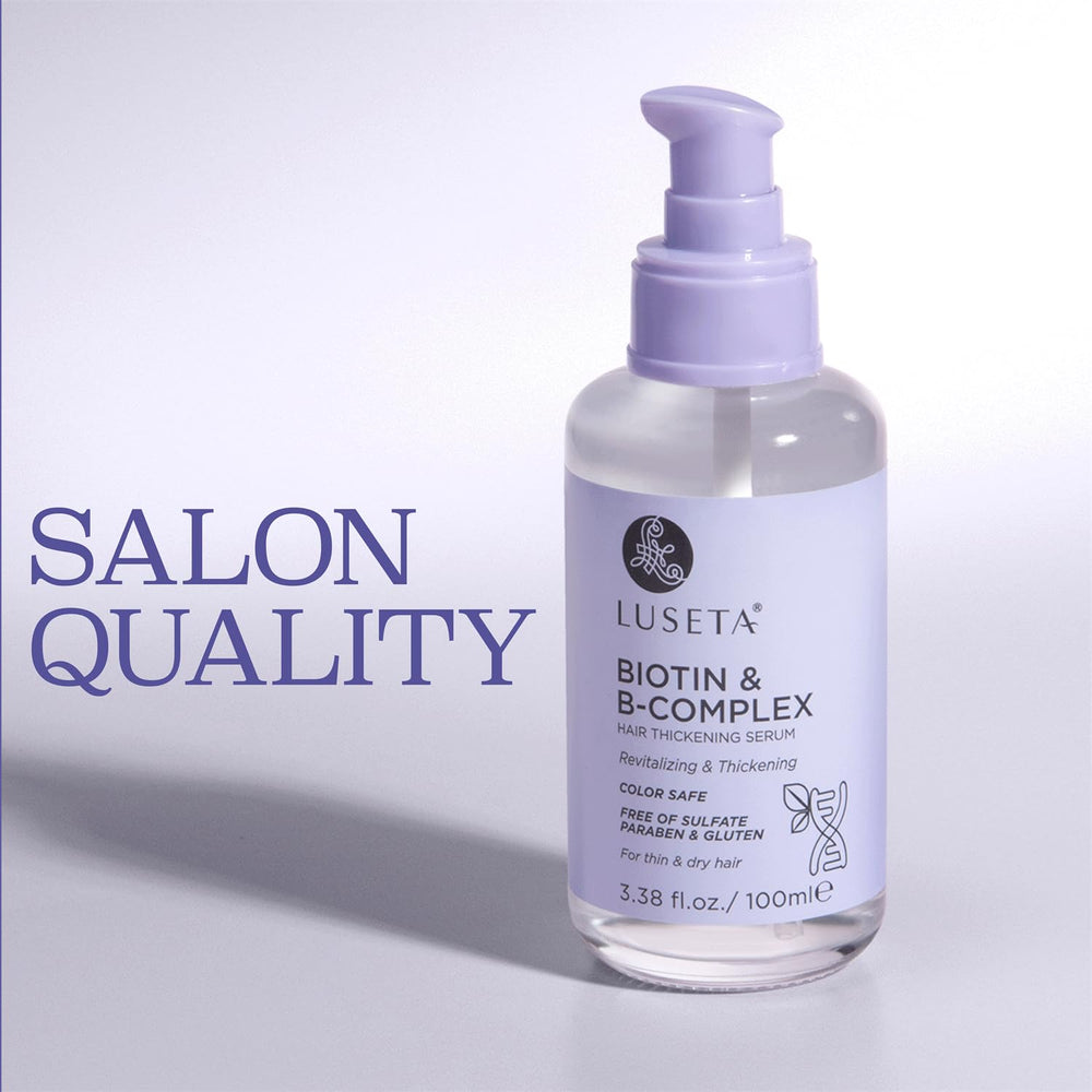 Luseta Biotin B-Complex Hair Oil swirl close-up highlighting shine.