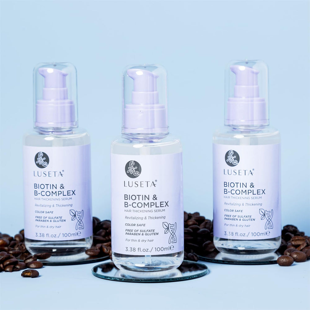 Luseta Biotin B-Complex Hair Oil luxury packaging and bottle.