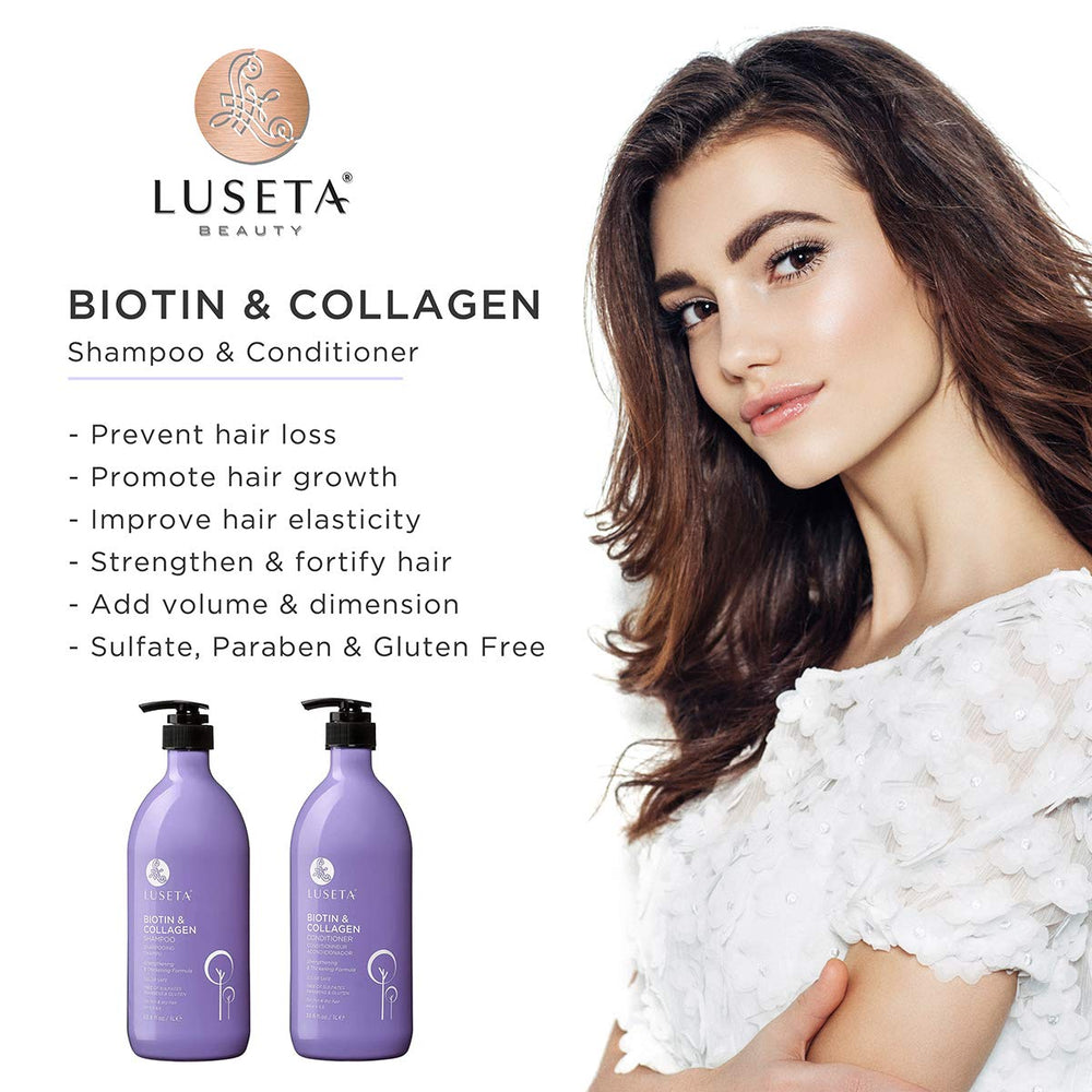 L LUSETA Biotin & Collagen Conditioner bottle for detangling and smooth hair.